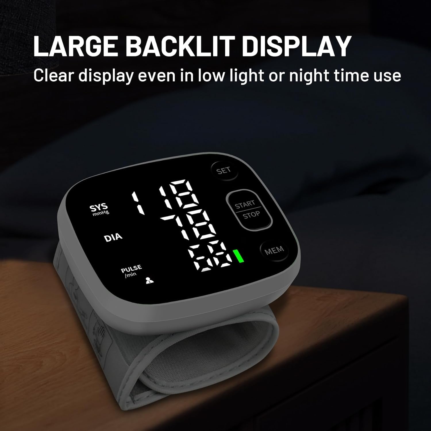 Carsine Blood Pressure Monitor Rechargeable Blood Pressure Monitors for Home Use Adjustable Automatic Wrist Cuff Voice Broadcast 2 * 120 Reading Memory for 2 Users with Carrying Case Black