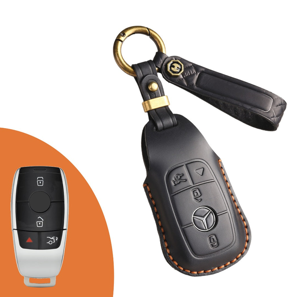 Carsine Mercedes Benz Leather Car Key Cover 3,4 Button Black / 4 Button