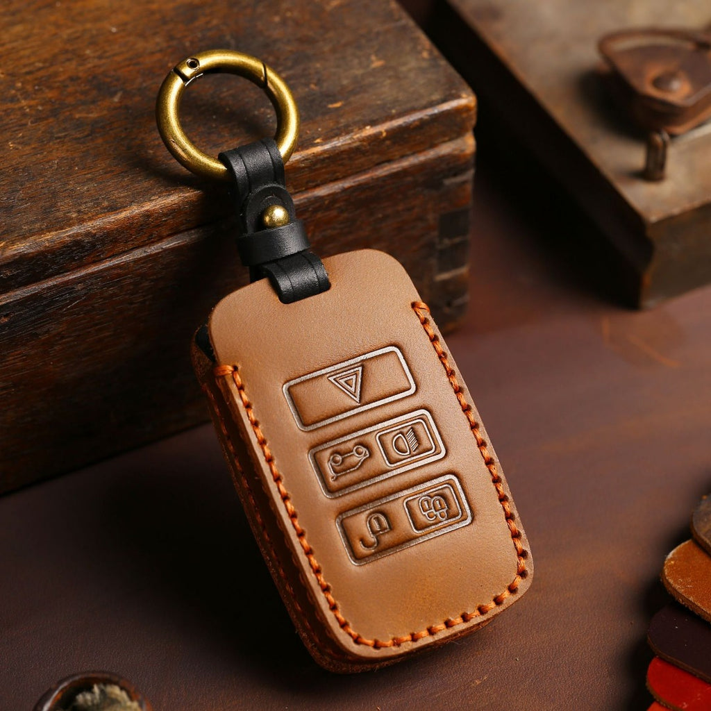 Carsine Land Rover Jaguar Leather Car Key Cover Black