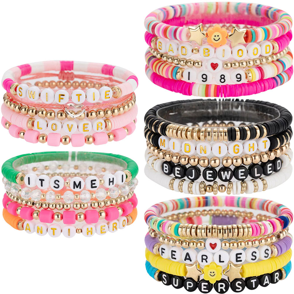 Lot de 25 bracelets d'amitié Taylor Swift inspirés de l'album Lover Fearless, de la tournée 1989 et du Speak Now.