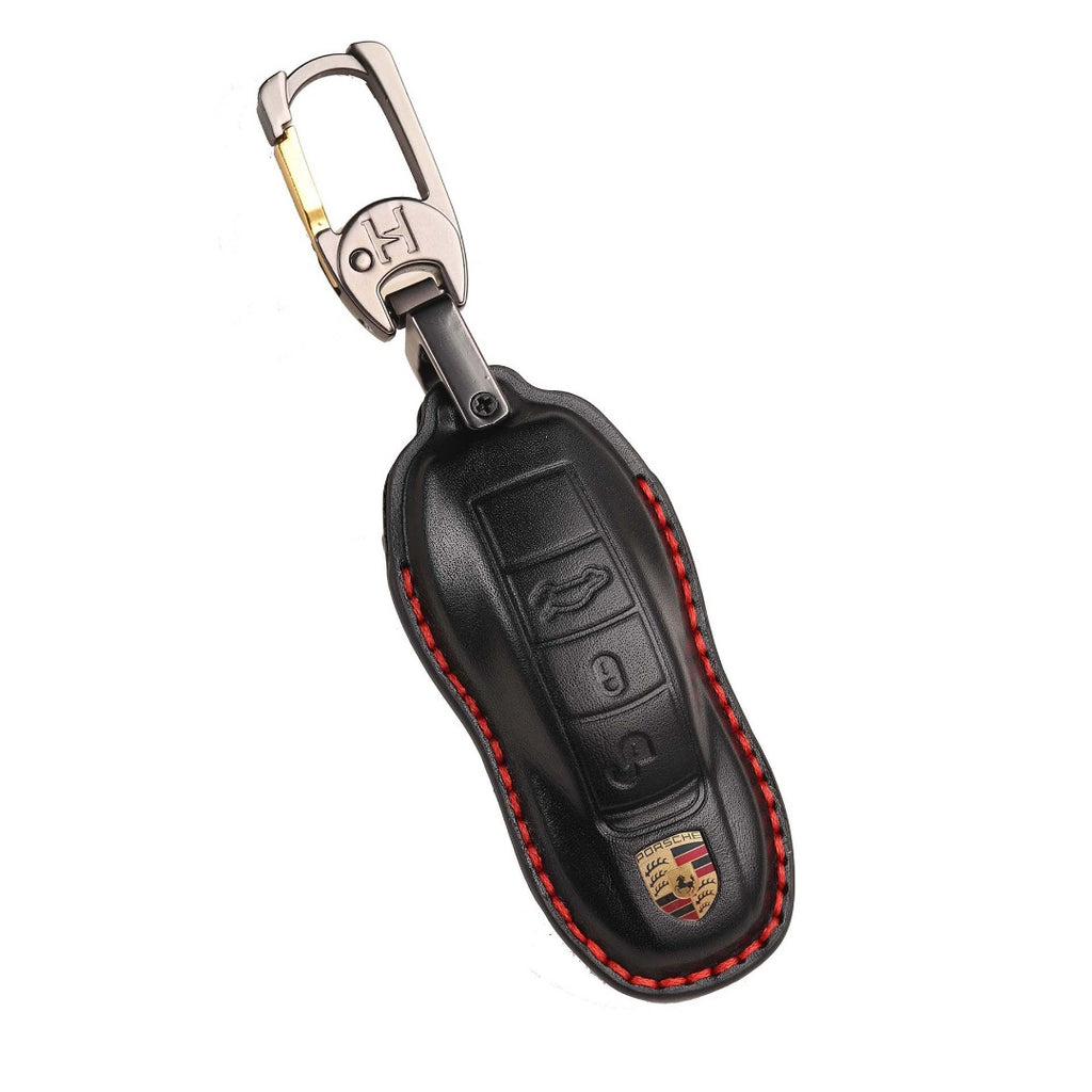 Carsine Porsche Leather Car Key Cover Black