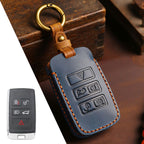 Carsine Land Rover Jaguar Leather Car Key Cover Blue