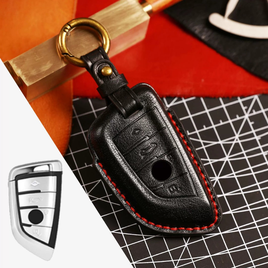 Étui pour clé de voiture BMW en cuir véritable - Ajustement haut de gamme pour tous les modèles BMW