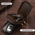 Carsine Universal Leather Double Layer Car Key Bag Suitable for All Models Brown