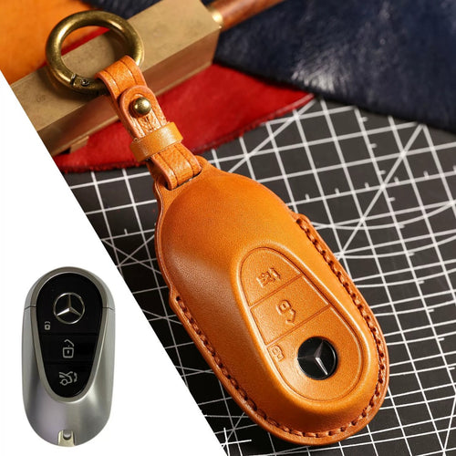 Carsine Luxury Mercedes-Benz/Maybach Leather Key Cover | Premium Protection for All Models Brown / A
