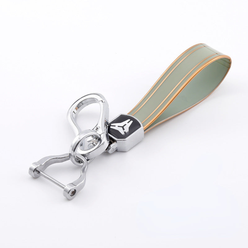 Carsine Leather Key Strap Golden Edge Green