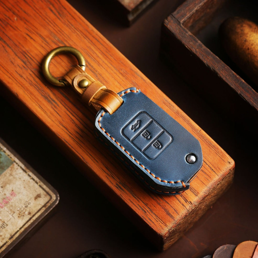 Étui en cuir pour clé de voiture Honda à 3 boutons