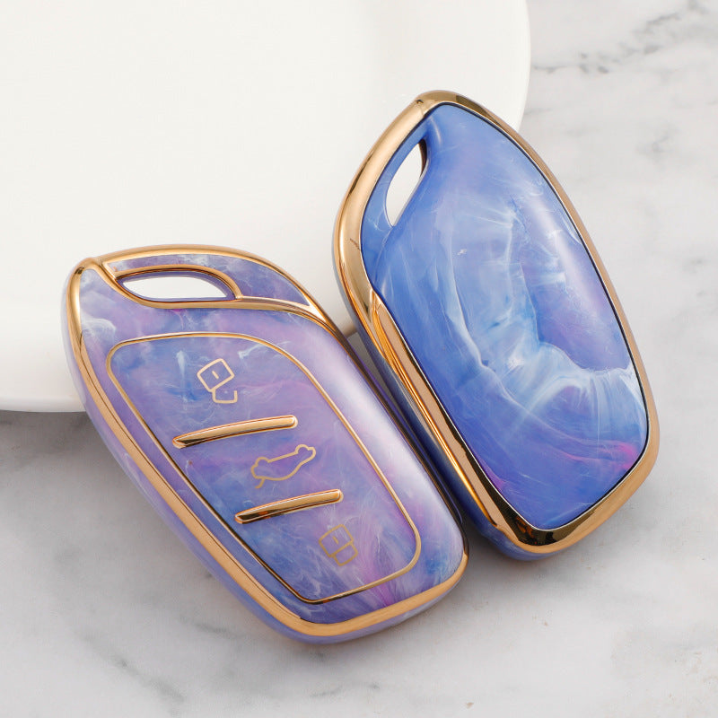 Carsine MG Car Key Case Gold Inlaid With Jade Purple / Key case