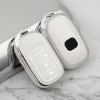 Carsine Honda Acura Car Key Cover Silver Edge White / Key case