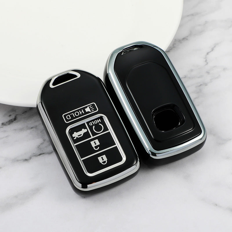 Carsine Honda Pilot Passport Acura Car Key Cover Silver Edge Black / Key case