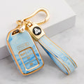 Carsine Honda Pilot Passport Car Key Case Gold Inlaid With Jade Blue / Key case + strap
