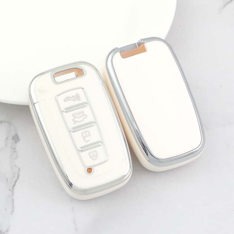 Carsine Kia Car Key Cover Silver Edge White / Key case