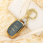 Carsine Hyundai Car Key Case Golden Edge B / Grey / Key case + O chain