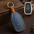 Carsine Toyota Sena Grevia Alphard Vellfire Leather Car Key Cover 4,5,6 Button Blue / 5 Button-A