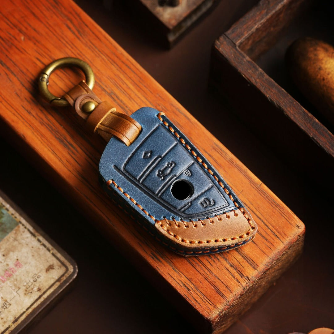 Étui de clé de voiture en cuir BMW 3 ou 4 boutons