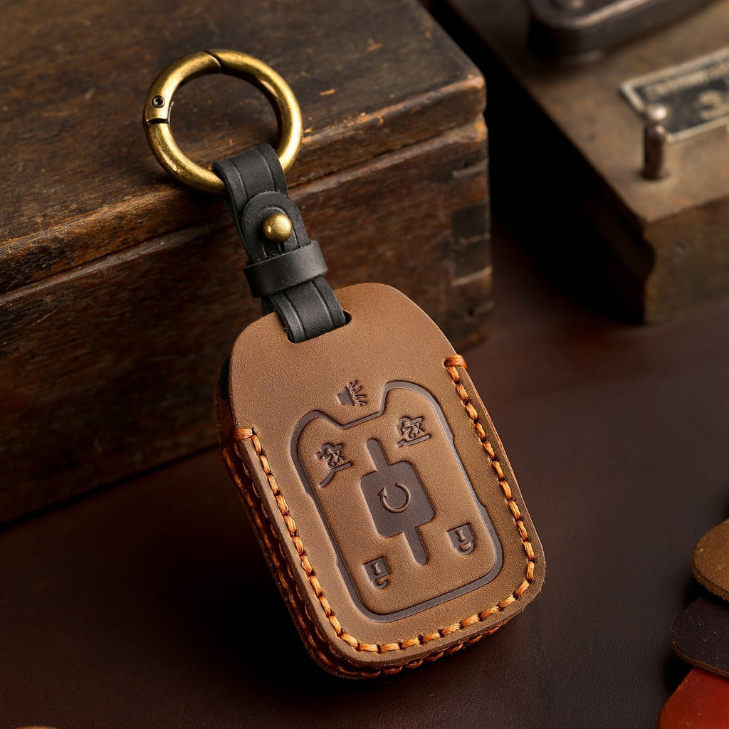 Étui de clé de voiture en cuir pour GMC Chevrolet (4, 5 ou 6 boutons)