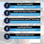 Carsine Multicode Linear 308911, 10 dip Switch Gate Opener Remote 300MHz, Multi Code Garage Door Opener Remote, Garage Clicker Replacement White / 1 PCS