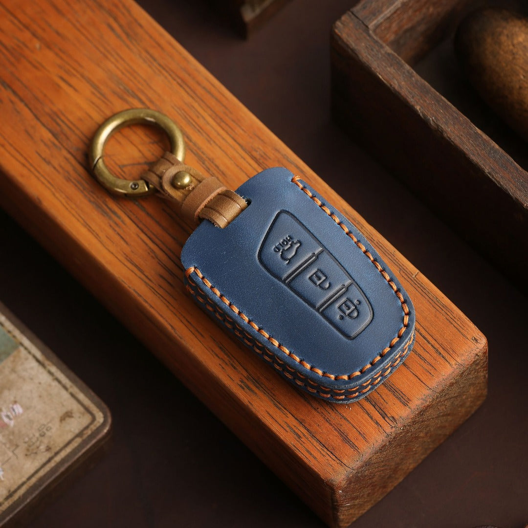 Étui de clé de voiture en cuir pour Hyundai IX45 (3 ou 4 boutons)