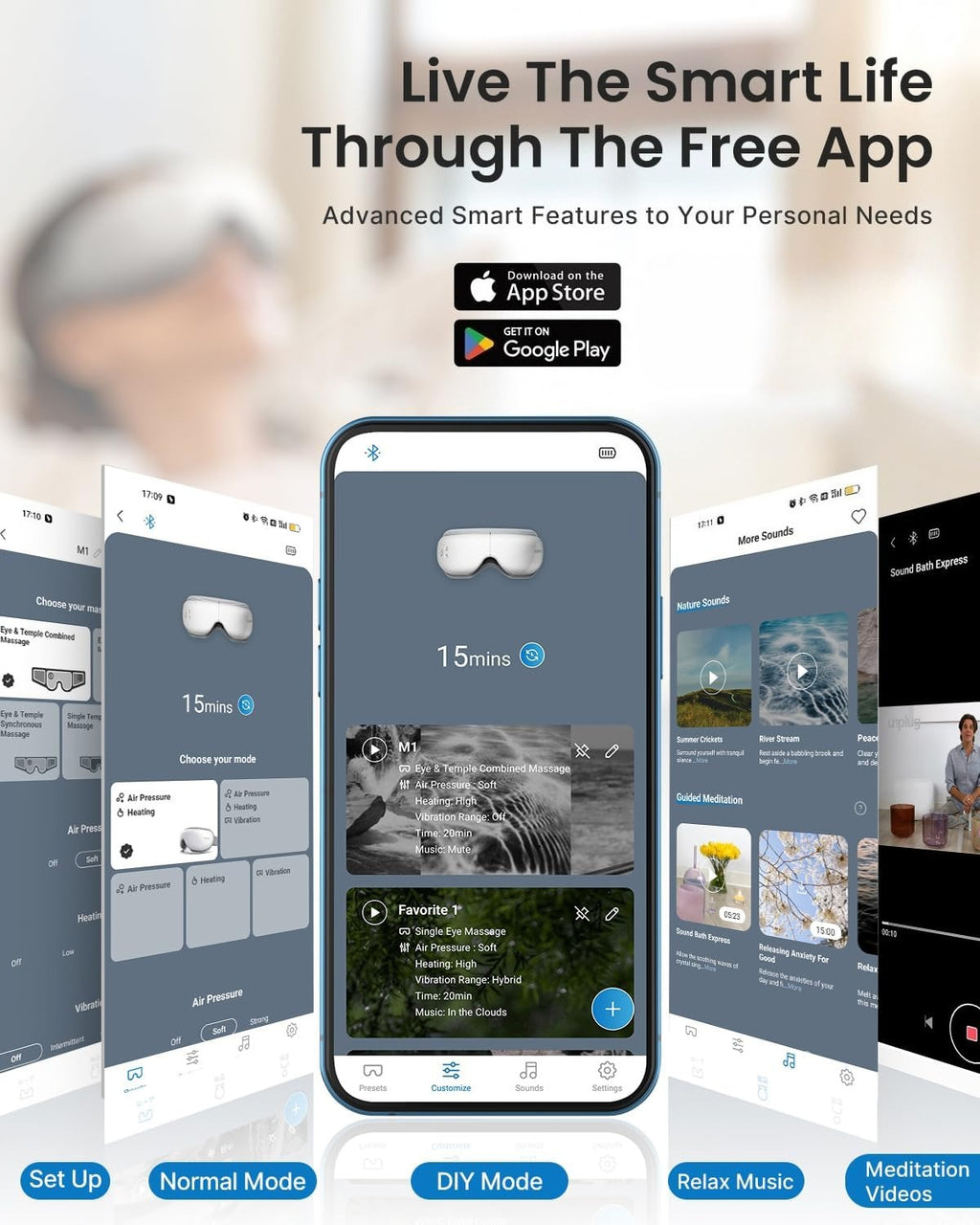 Carsine Eye Massager with Heat, FSA Eligible HSA Eye Mask for Migraine, Sleep Mask for Dry Eyes Relax, Reduce Eyeris Strain White