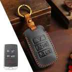 Carsine Land Rover Jaguar Leather Car Key Cover Black