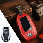 Carsine BMW X7 325LI 525 X3 Leather Car Key Cover Red