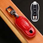 Carsine Porsche Leather Car Key Cover Red