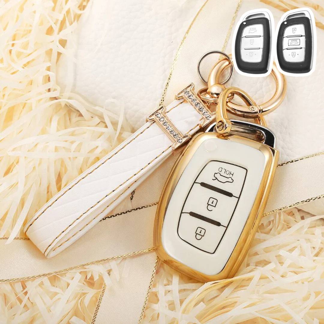 Hyundai Car Key Case Golden Edge