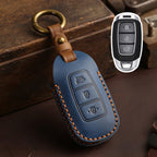 Carsine Hyundai Elantra Leather Car Key Cover 3 Button Blue / 3 Button