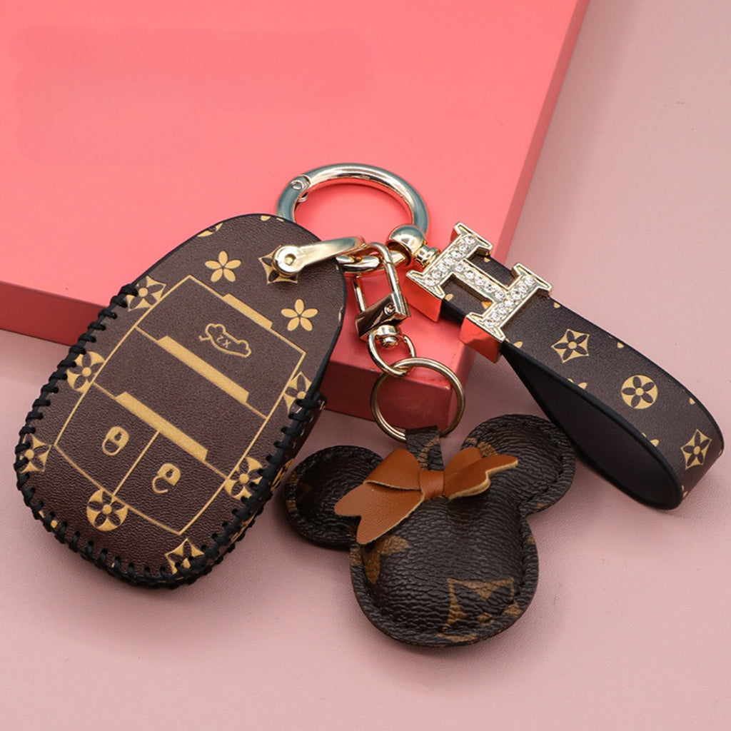 Carsine Alfa Romeo Leather Car Key Case Brown / Key case + strap