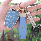 Carsine Hyundai Car Key Case Golden Edge Grey / Key case + R strap