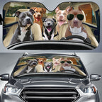 Carsine Pitbull Dog Family Car Sunshade