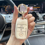 Carsine Kia Car Key Case Golden Edge White / Key case + O chain