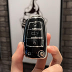 Carsine Audi Car Key Cover Silver Edge Black / Key case